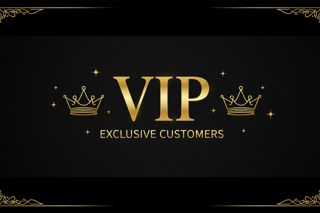 Image of VIP text in a banner for VIP customers